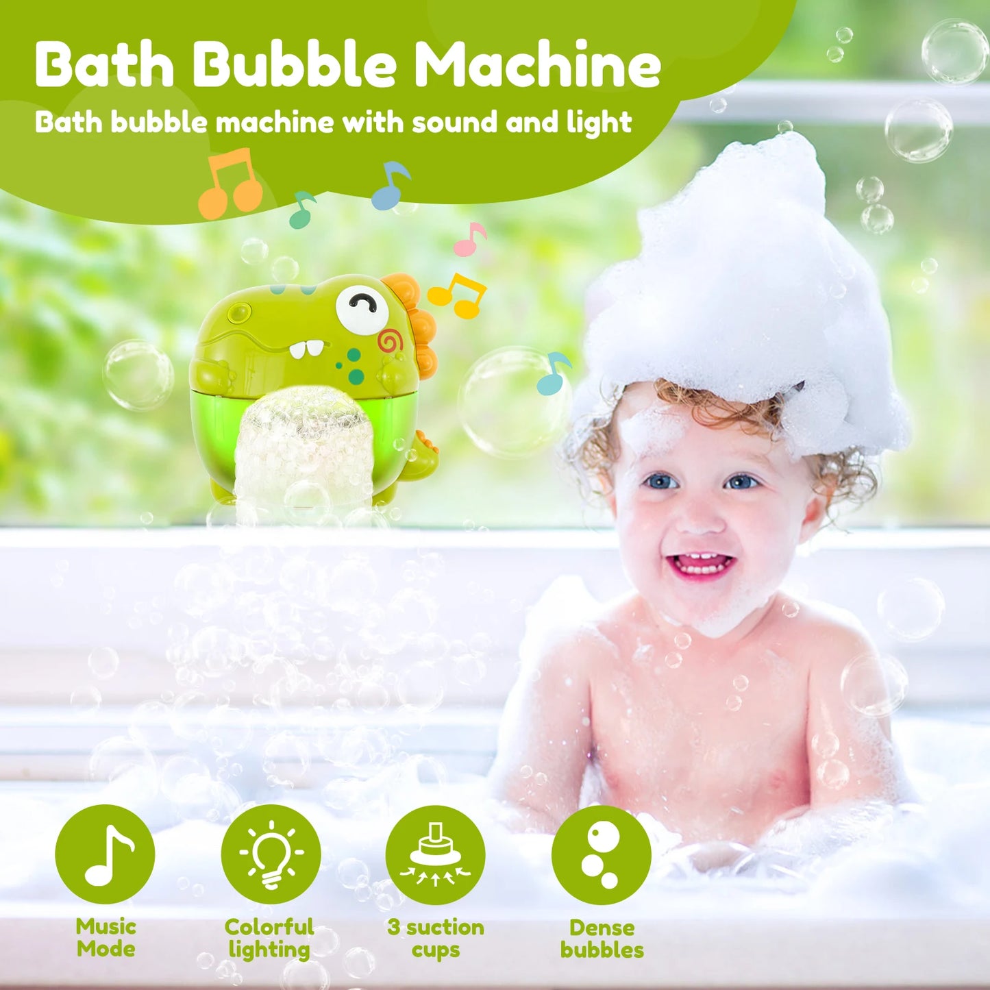 Dinosaur Bubble Machine Baby Bath Toys with Colorful LED Light Music Electric Soap Automatic Bubble Maker Children Bathroom Toy