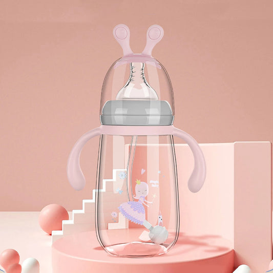 180ml/300ml PP feeding bottle, large capacity baby feeding bottle, fall and leak-proof newborn feeding bottle cartoon design