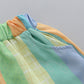 2PCS baby and toddler summer full print three color vertical stripe pattern stand up collar shirt short sleeved shorts set