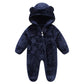 OLEKID 2025 Autumn Winter Newborn Baby overalls Flannel Hooded Kids Baby Girl Rompers 0-1 Years Toddler Boy Jumpsuit Outfits