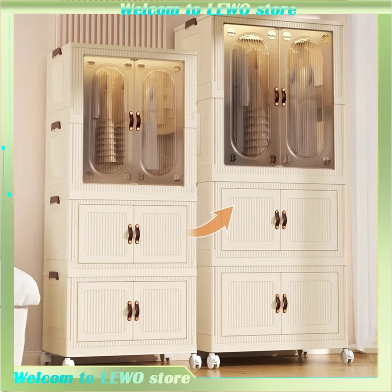 No Assembly Wardrobe Foldable Clothes Storage Cabinet Portable Infant Wardrobe For Bedroom Setup Large Capacity Durable Stylish
