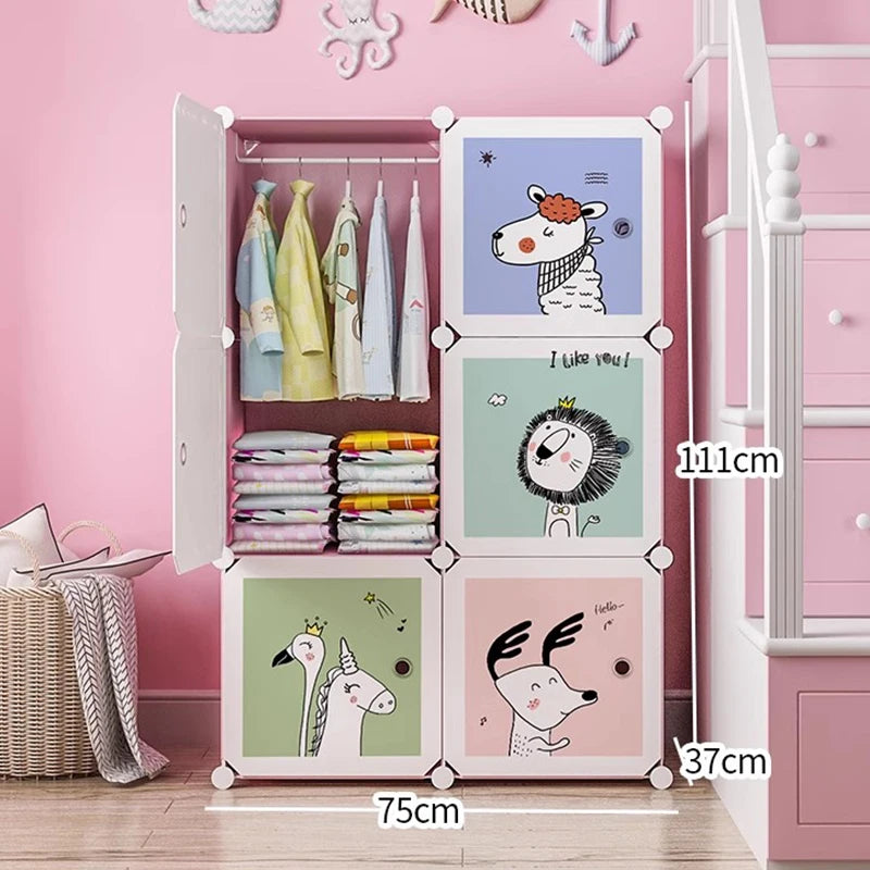 Plastic Kids Closet Baby Clothes Partitions Bedroom Organizer Cube Shelves Wardrobe Modern Small Guarda Roupa Home Furniture