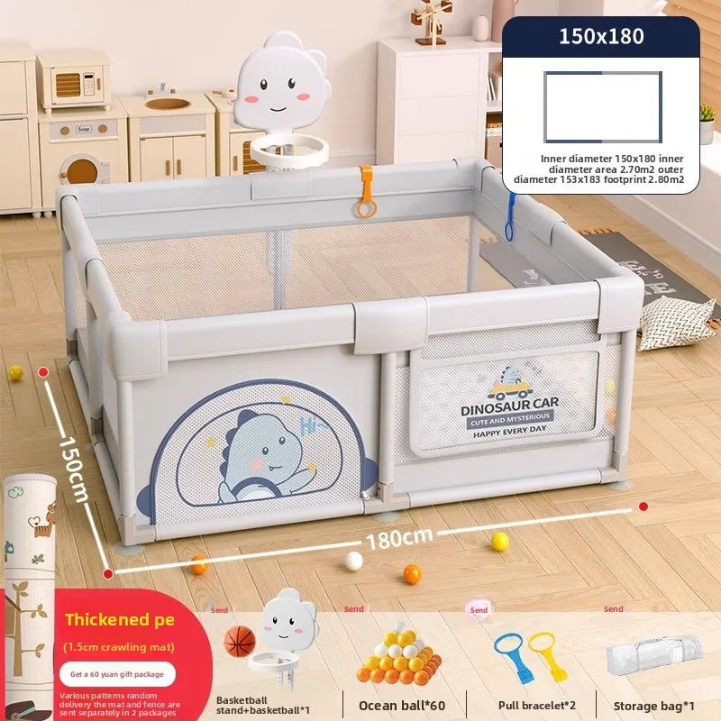 Parc de jeux sécurisé pour enfants avec barrière de sécurité et tapis