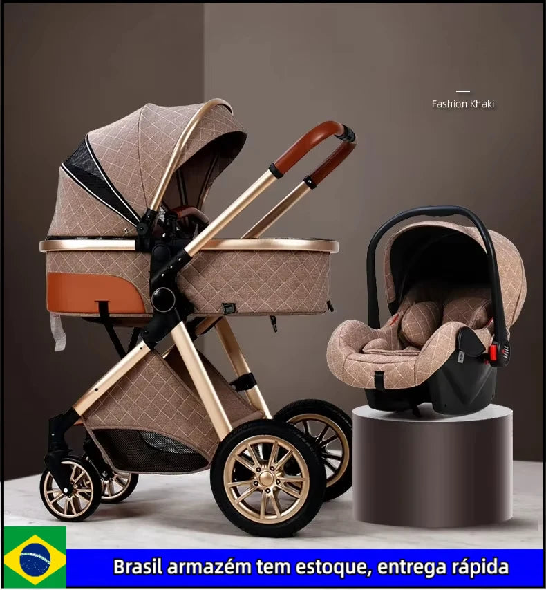 2025 New baby stroller High landscape 3 in 1 baby carriage Luxury Pushchair Baby Cradel Infant Carrier kinderwagen car 2in1