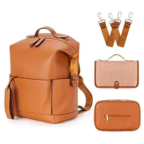Infant & Baby PU Leather Diaper Bag – Nursing & Travel Friendly