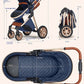 Poussette de luxe 3 en 1, poussette tout-terrain haute, bébé assis ou allongé