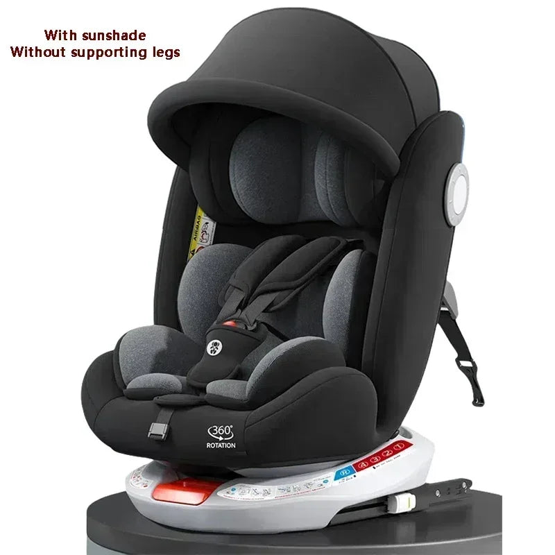 Child Safety Car Seat with Support 360° Rotatable Safety Seat ISOFIX Steel Interface Suitable for Children Aged 0-12