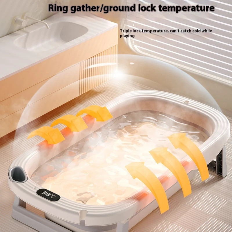 Intelligent warm baby bathtub lengthened and widened baby bathtub home foldable bathtub can sit and lie on baby bathtub