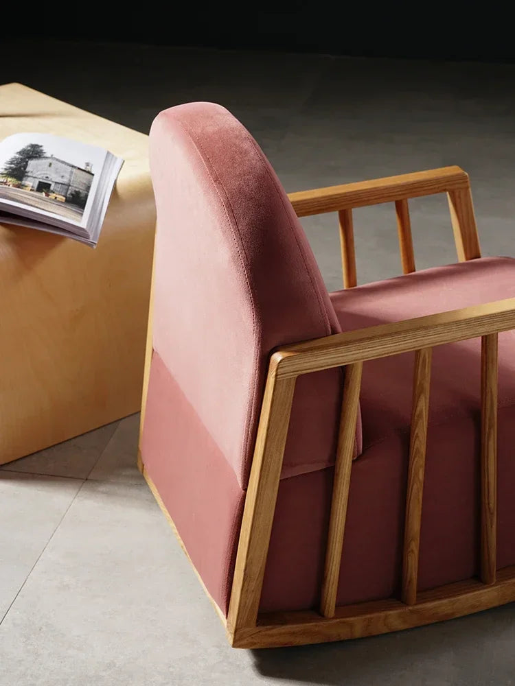 Nordic children's leisure rocking chair home living room baby solid wood sofa chair simple modern bedroom backrest chair