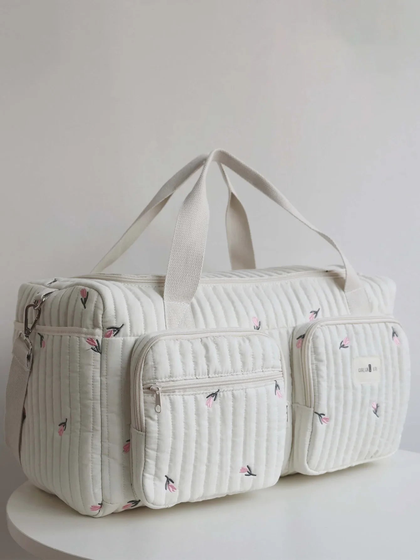 Cartoon Bear Diaper Bag – Quilted Tulip Maternity Tote with Shoulder Strap