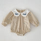 Cozy Autumn Toddler Romper with Floral Embroidery