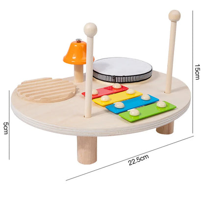 Wooden Xylophone Drum Set Music Table Toys for Baby Montessori Toddlers Musical Instruments Toys Drum Percussion Instruments Toy