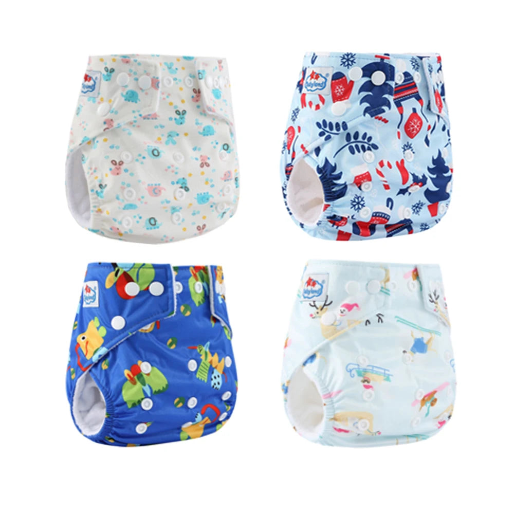 Babyland Reusable Cloth Diapers – 4-Pack Waterproof & Eco-Friendly for Sensitive Skin