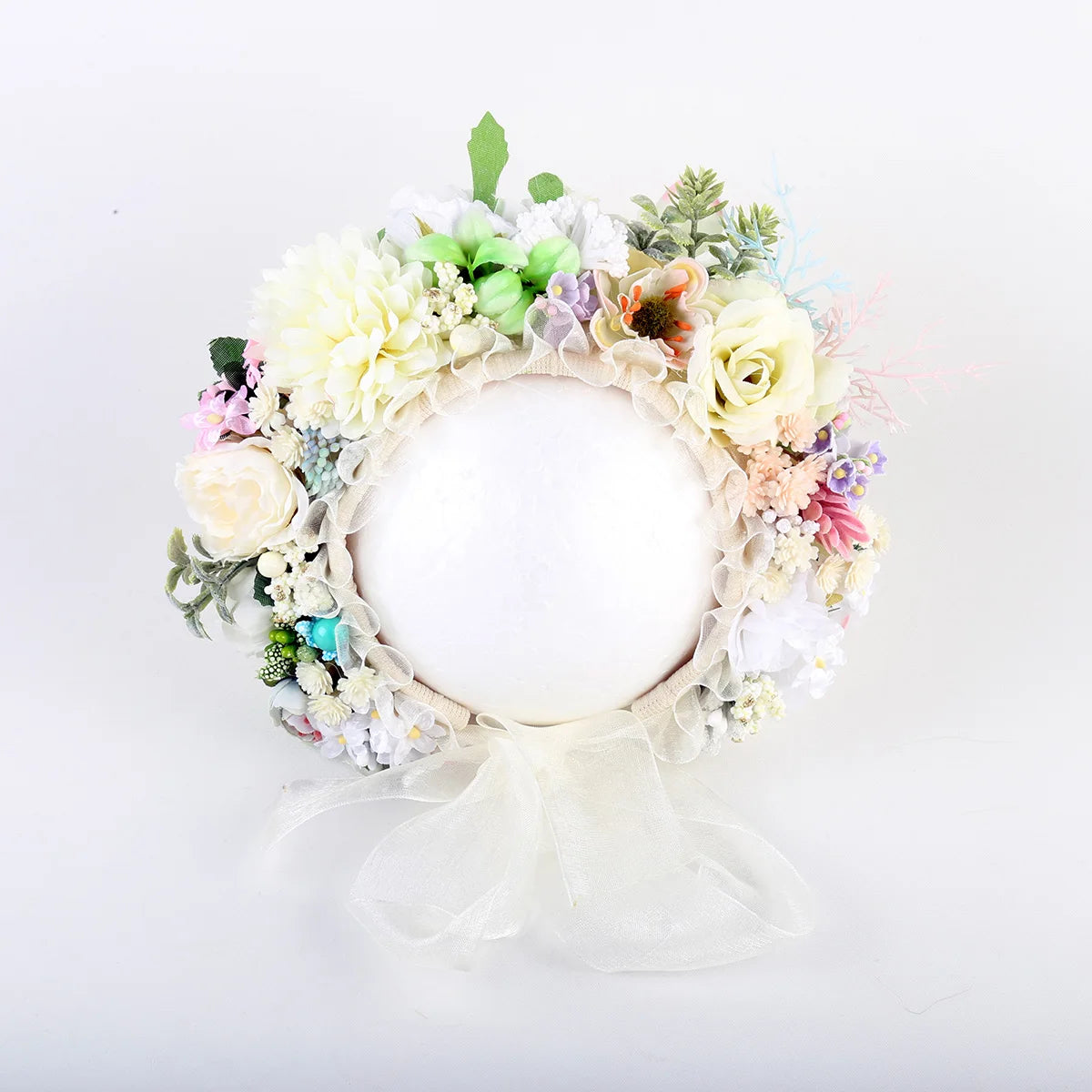 Knitted Flower Bonnet for Newborn Baby Photo Shoot Props