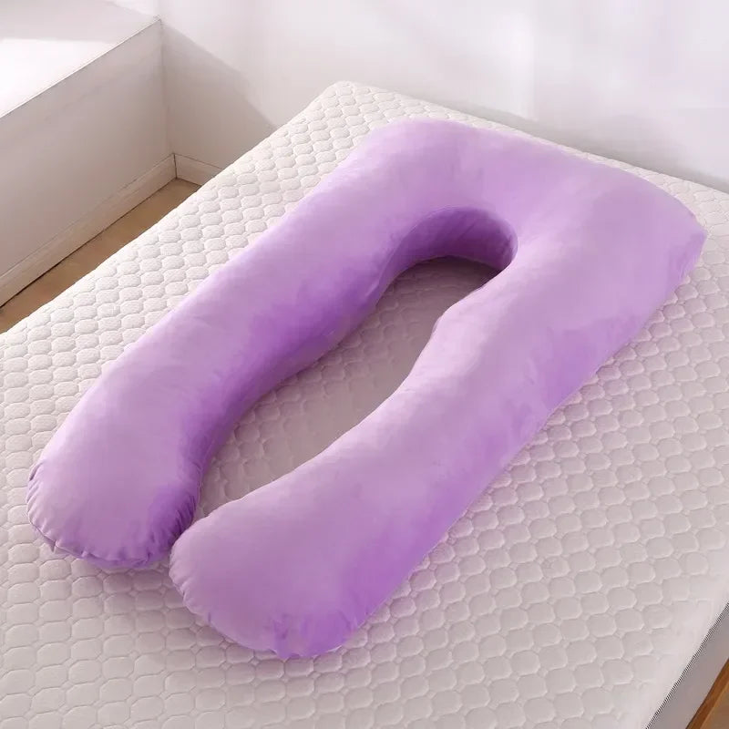 Soft Fleece Pregnant Pillow Gravida U Type Lumbar Pillow Multi Function Side Protect Cushion, Pillowcase, PP Cotton Dropshipping