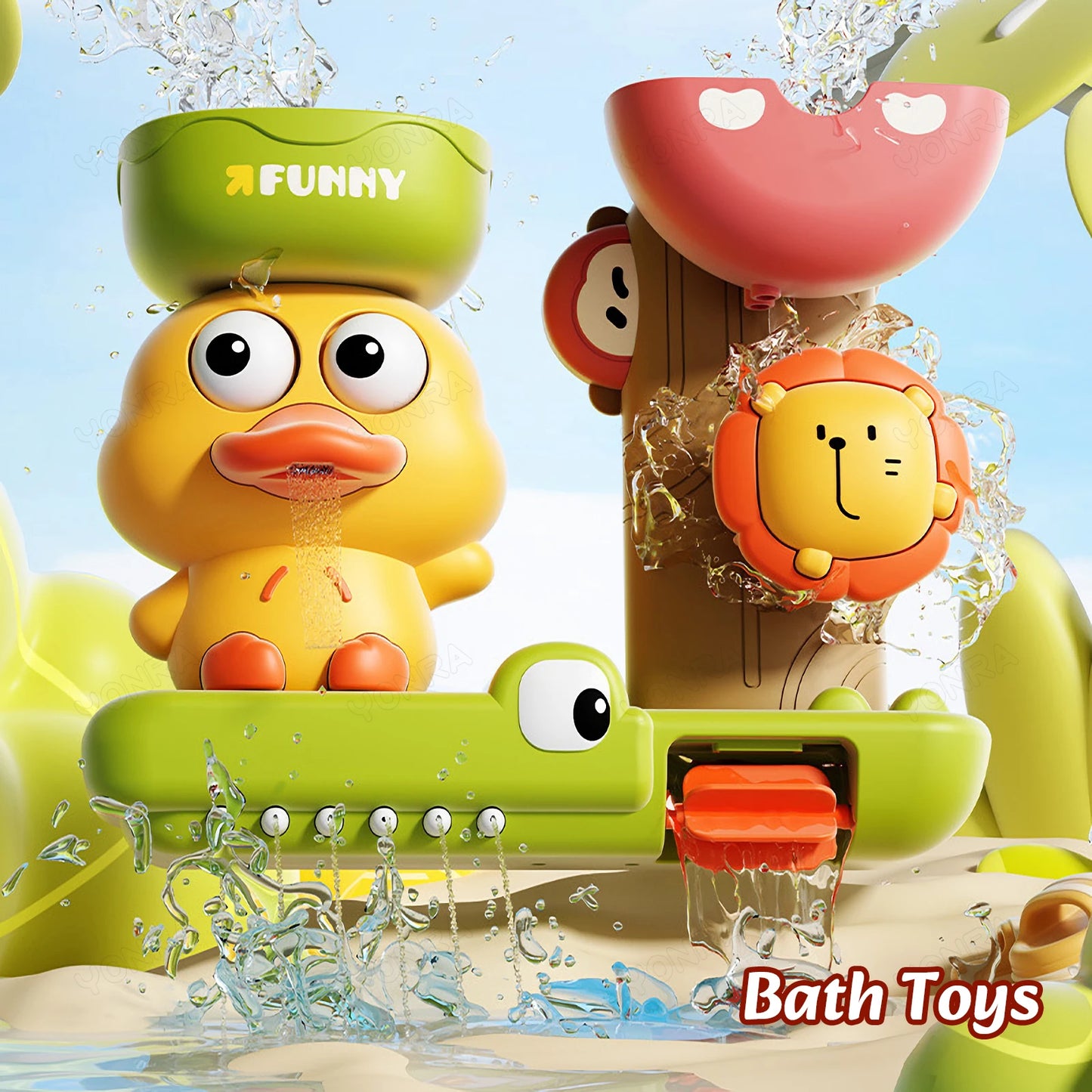 Baby Bath Toy Cute duck shape With suction cup Bathtub Toy Set for Kids BPA Free Kids Shower Toddlers Boys Girls Birthday Gifts