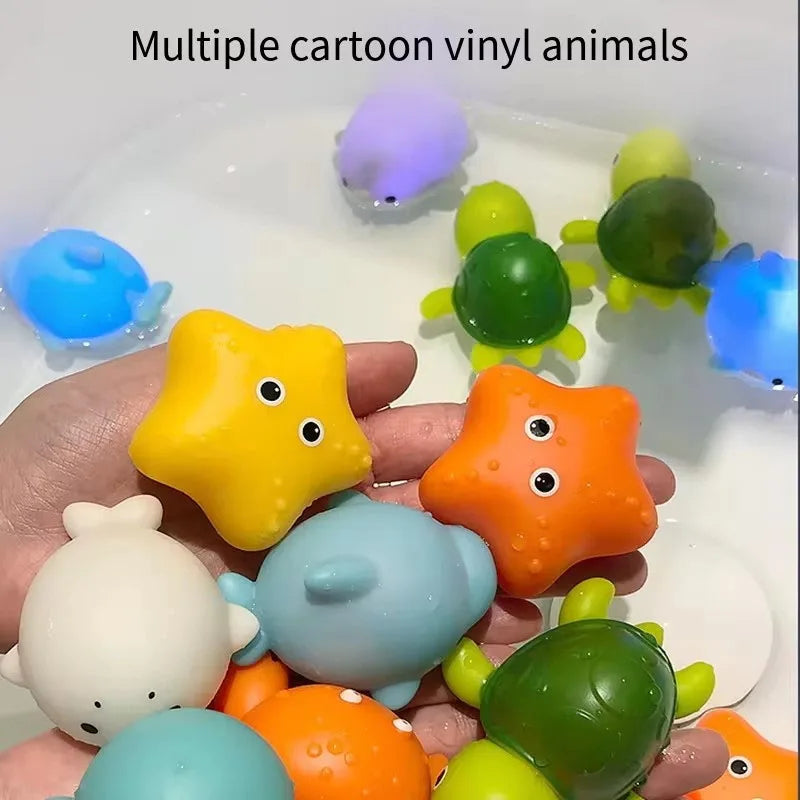 9pcs Floating Light Up Animal Bath Toy Safe PVC Material For Children 3-5 Years Old Perfect For Pools 195F