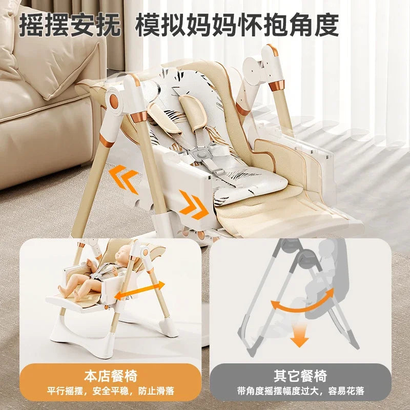 Baby Highchair Infant Dining Chair Baby Eating Foldable Seat Multifunctional Lift Baby Dining Table Chair