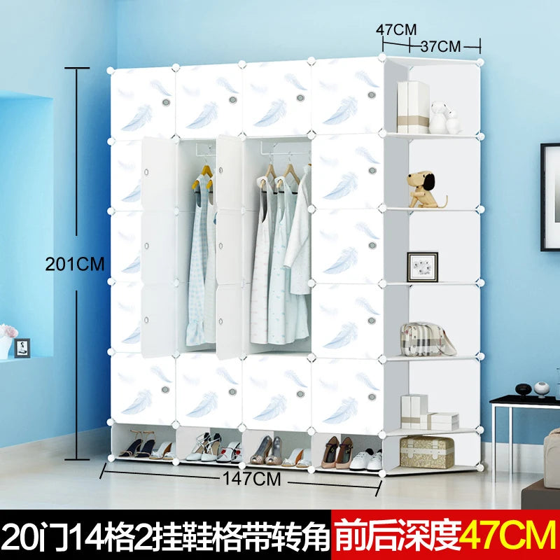 Minimalist Modern Closet Plastic Cube Fabric Storage Baby Open Clothes Wardrobe Nordic Bedroom Guarda Roupa Furniture For Room