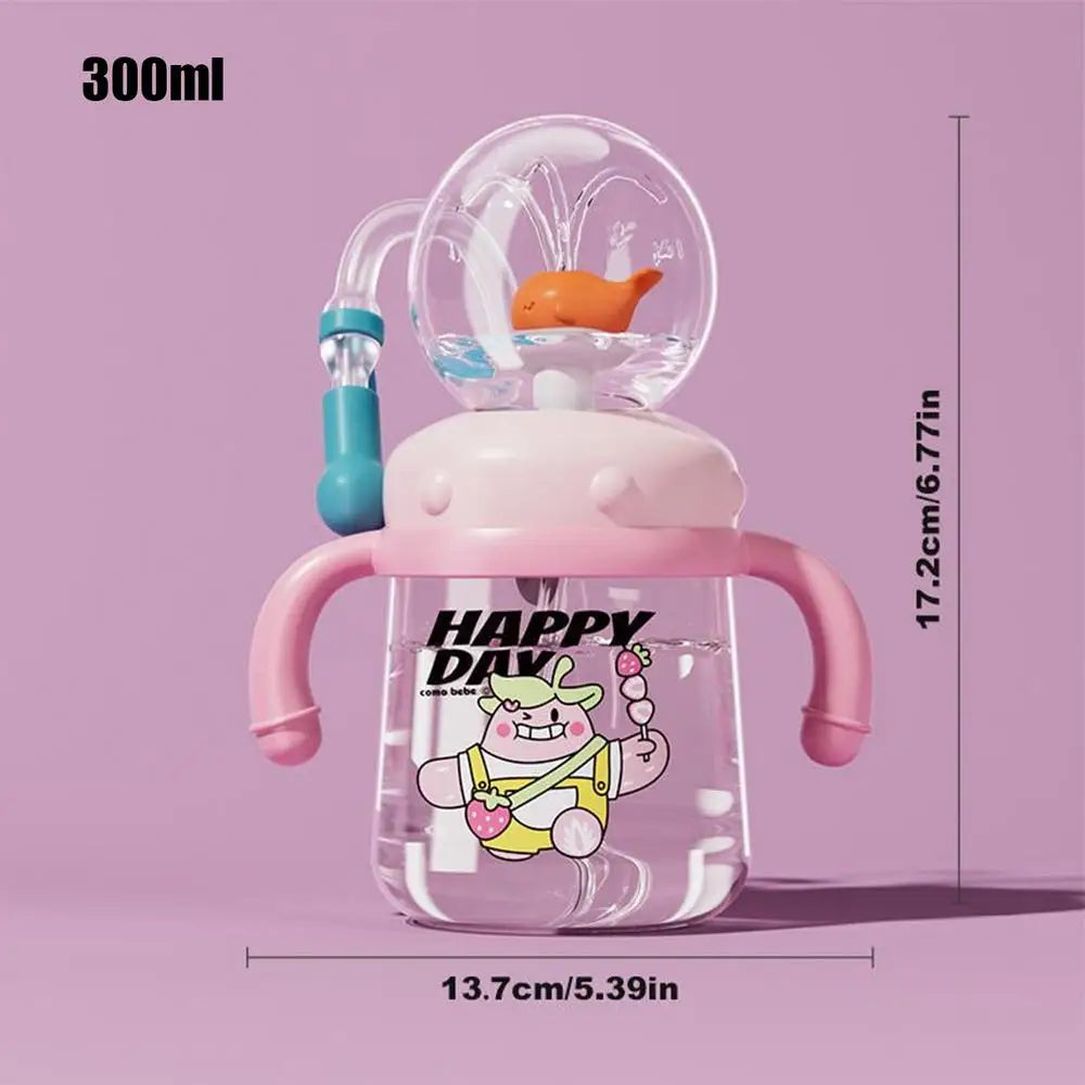 Children's Portable Water Cup Whale Spray Sippy Cup 300ml Leak Proof Spray Drinking Cup Colorful Creative Toddler Cups For Kids