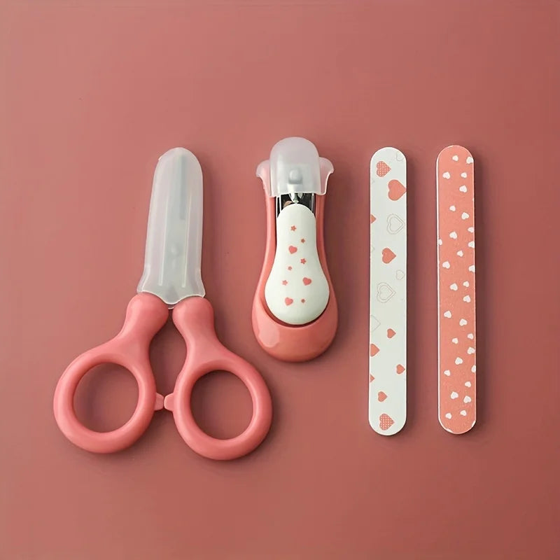 4 pcs/set Baby Care Set : Nail Clipper with Cover, Nail Files, Scissors