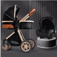 Luxury Baby Stroller 3 in 1 High Landscape Baby Cart Can Sit Can Lie Portable Pushchair Baby Cradel Infant Carrier