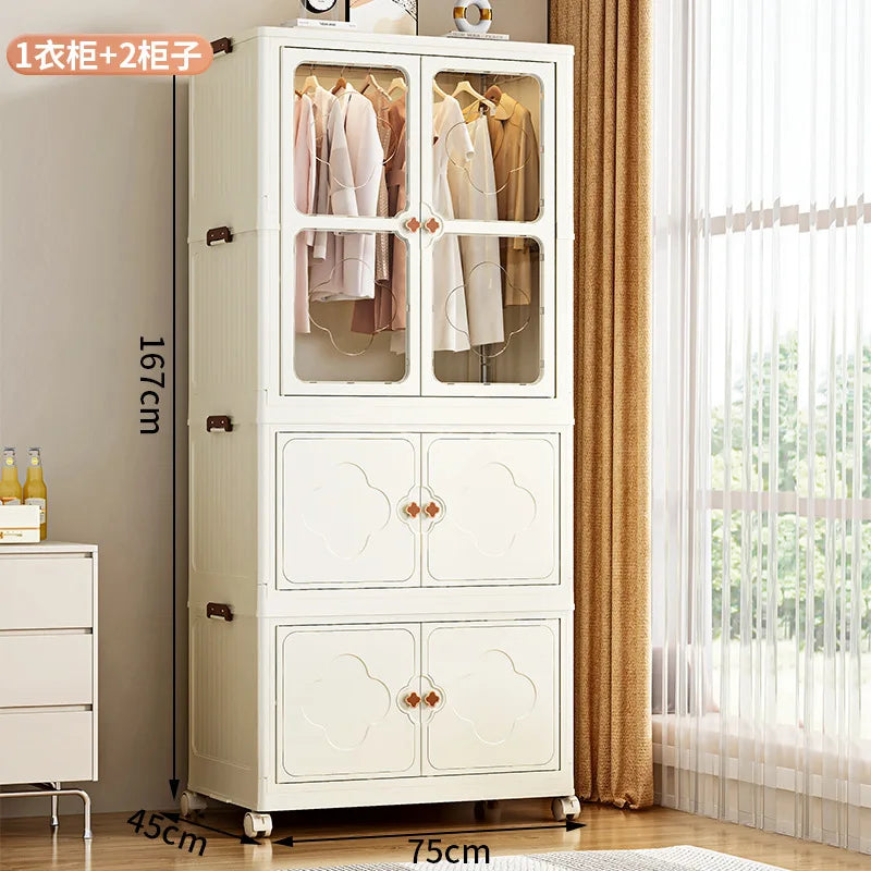 Children's Wardrobe, Bedroom, Home Storage Cabinet, Baby Storage Bin, Toy Clothing Storage Box Plastic Folding Organizer Cabinet