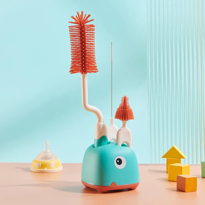Silicone Brush for Bottles 360 Degree Rotation Baby Bottle Pacifier Cleaning Brush Nipple Dropper Brushes Set Baby Item