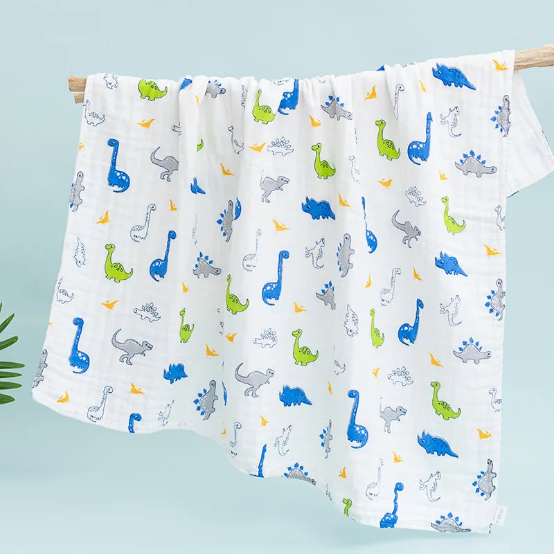 Size 110*110CM 1PC 6 Layers Muslin Cotton Fiber Muslin Baby Swaddles Soft Newborn Wrap Multifunction Infant Blankets Bath Towel