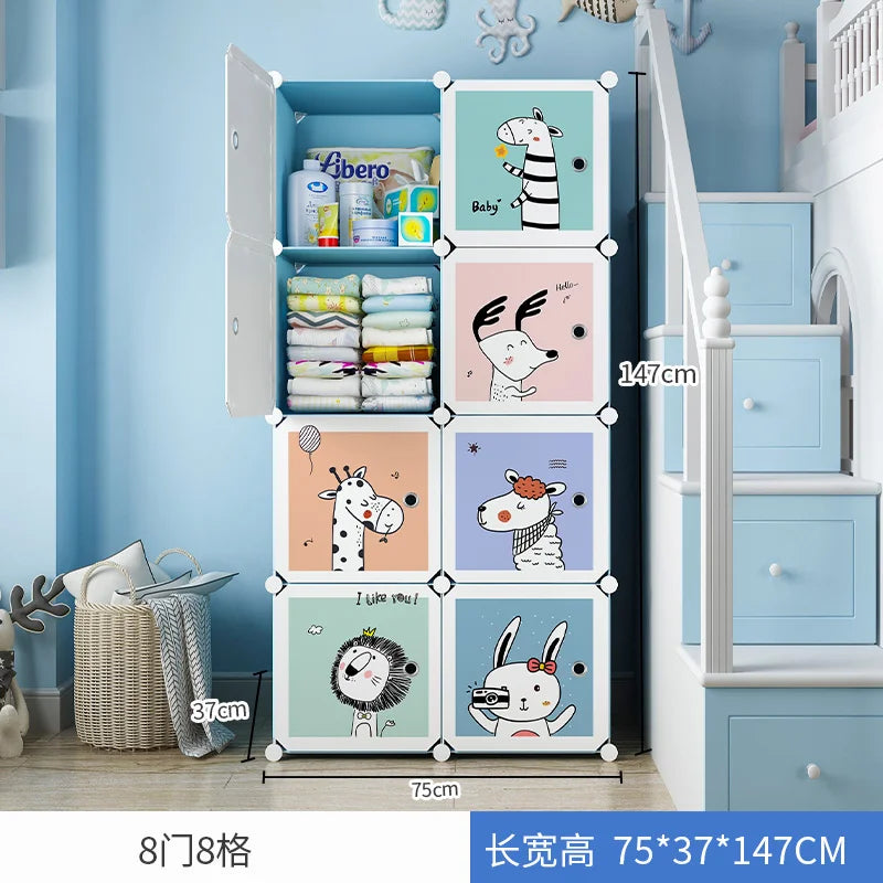 Plastic Kids Closet Baby Clothes Partitions Bedroom Organizer Cube Shelves Wardrobe Modern Small Guarda Roupa Home Furniture