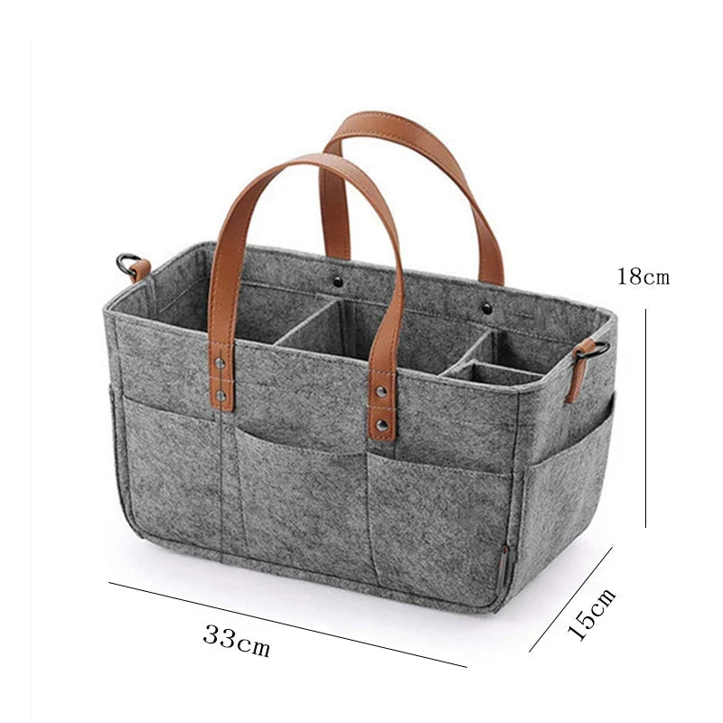 Foldable Felt Diaper Caddy – Baby Organizer for Car, Nursery & Travel