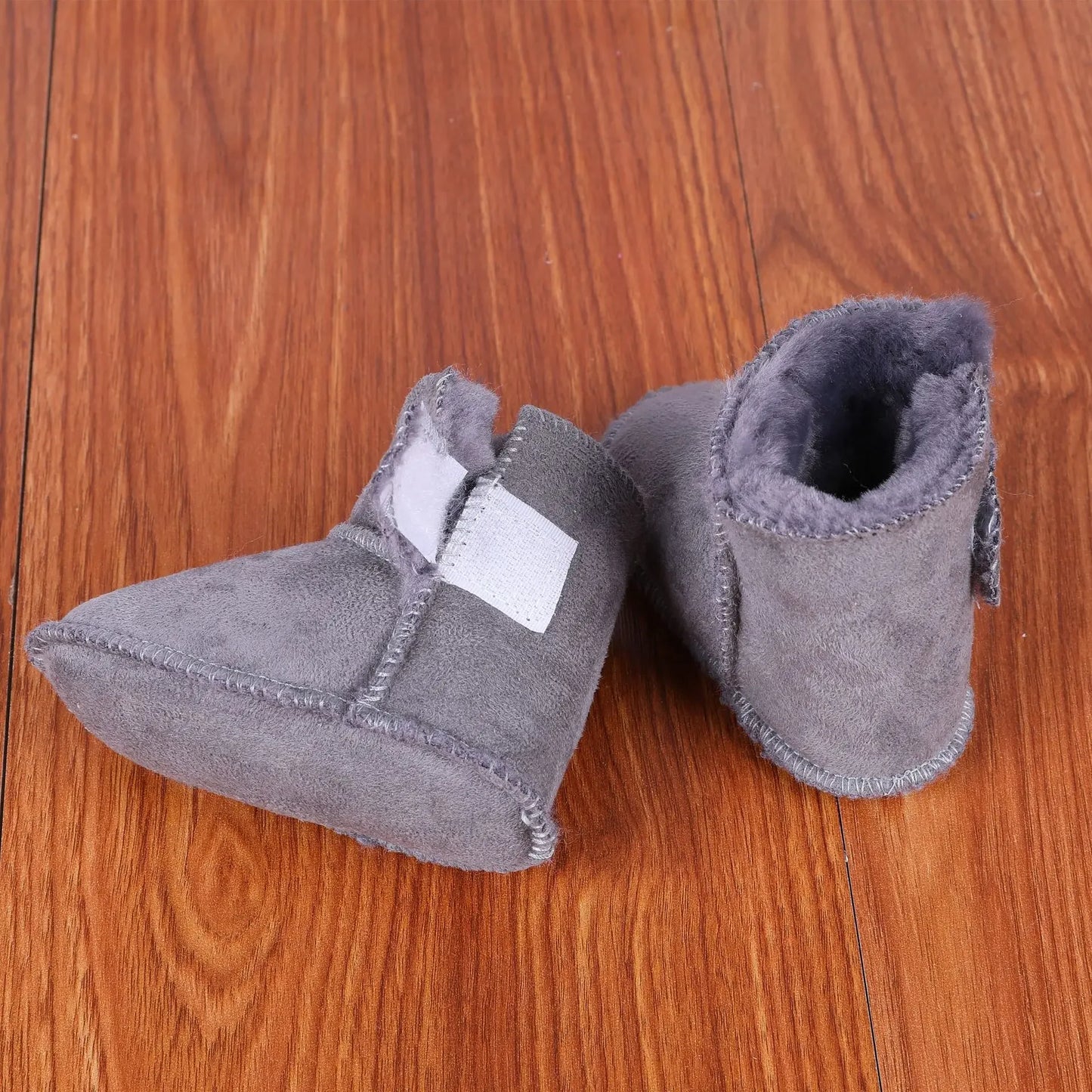 Baby Shoes Soft Bottom Anti-Slip Walking Shoes Leatherette Faux Fur Integrated Design Breathable Comfortable Children Footwear
