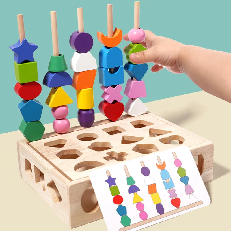Boîte à puzzle en bois Montessori – Jeu d'association de couleurs et de formes pour enfants