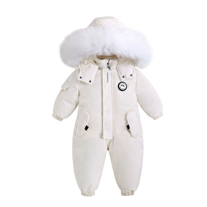 OLEKID -30 Degree Russia Winter Baby Jumpsuit Plus Velvet Baby Boy Overalls 1-5 Years Kids Toddler Girl Snowsuit Outerwear Coat