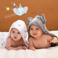 Momcozy Cute Elephant Hooded Baby Towel- 8 Piece Bath Essential, 2 x Towels and 6 x Wash Cloth Set- Perfect Shower
