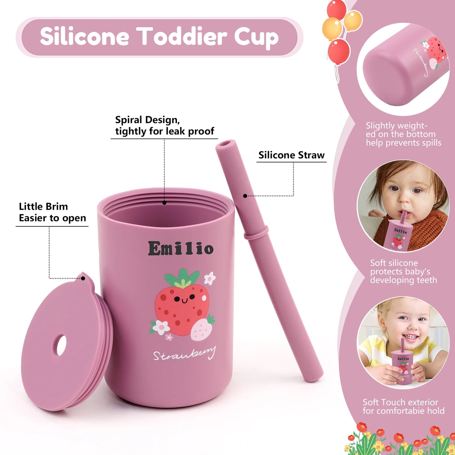 Toddler Feeding Bottle – Silicone Straw Cup for Kids