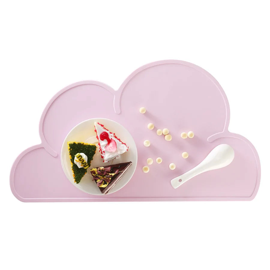Placemat Kids Plate Mat  Table Pad Food Grade Silicone Waterproof Heat Insulation Kitchen Gadget Easy Cleaning Cloud/Square
