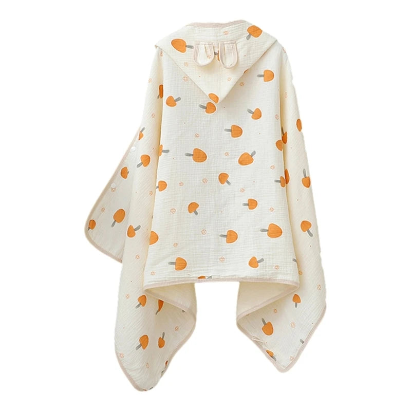 Soft Cotton Baby Hooded Towel Bath Towel for Boys Girls rabbit ear Bathrobe Sleepwear Kid's Clothing Floral Print Color ponchos