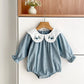 Cozy Autumn Toddler Romper with Floral Embroidery