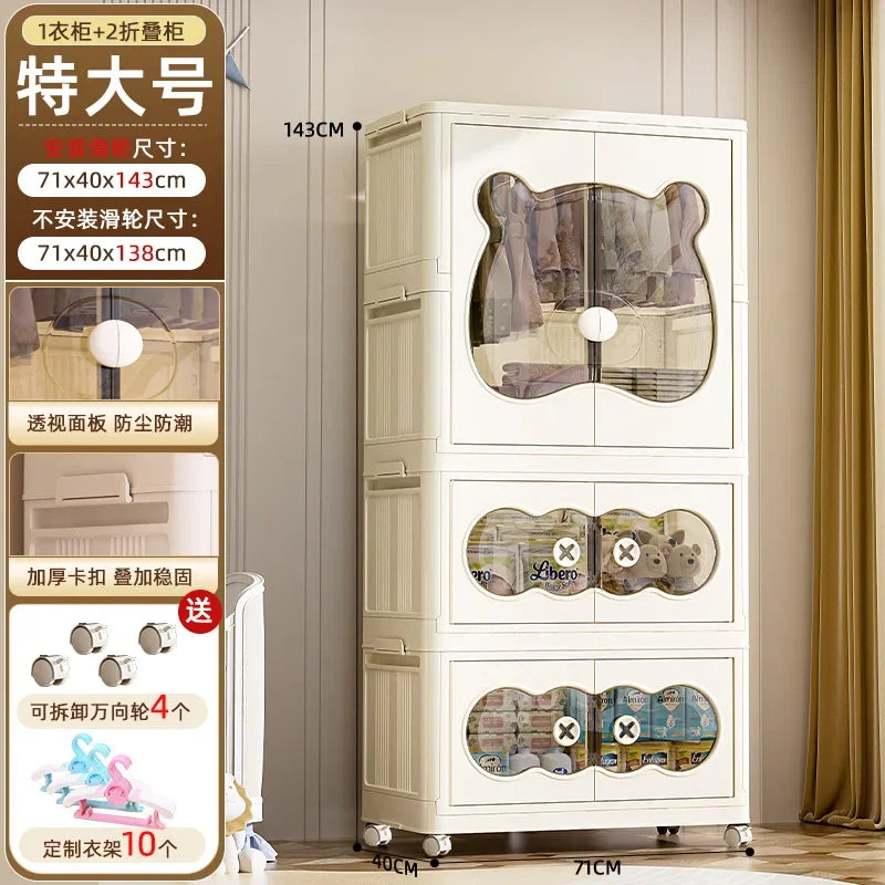 Wardrobe Clothes Baby Storage Cabinet Wardrobe Furniture Guarda Roupa Infantil Foldable Plastic Closet Bedroom Furniture