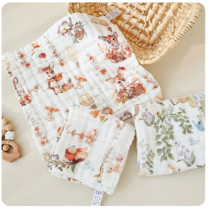3pc/5pc Baby Towel Set Cotton 6 Layer Guaze Newborn Burp Cloths Baby Drool Face Towel Super Soft Muslin Squares Baby Care