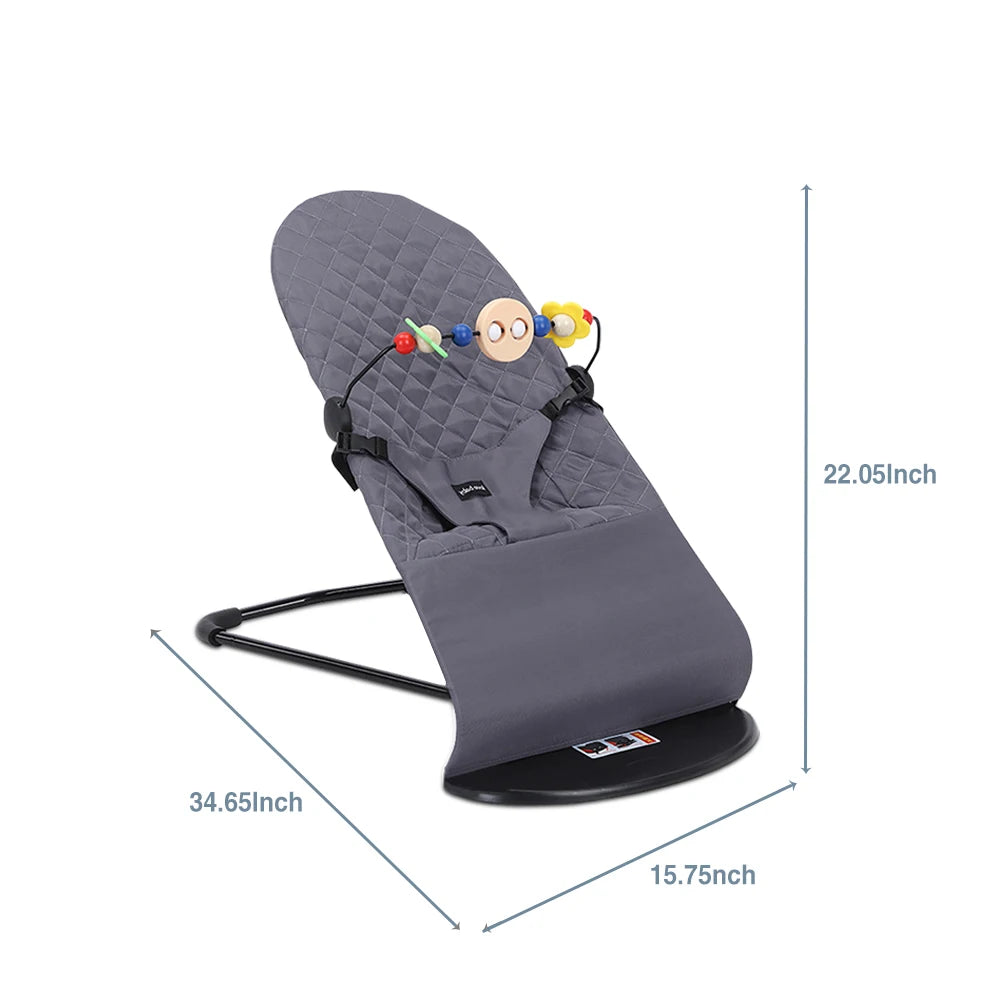 AnGku Baby Rocking Chair Foldable Baby Swing Chair for 0-12 Months Three-speed Height Adjustment Baby Bouncer with Toys