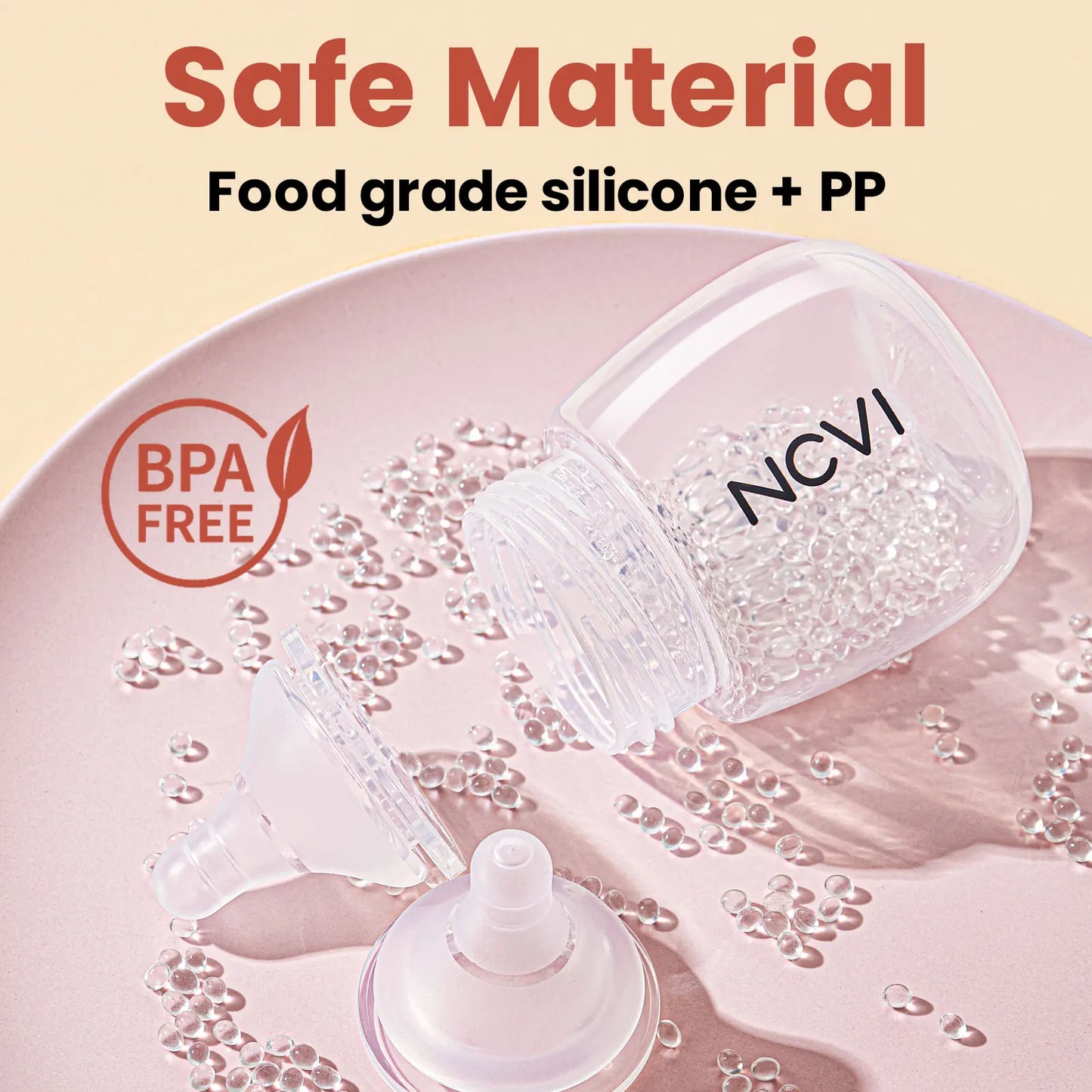 NCVI Breast Milk Storage Bottles, Baby Bottles with Nipples and Travel Caps, Anti-Colic, BPA Free, 2 Count