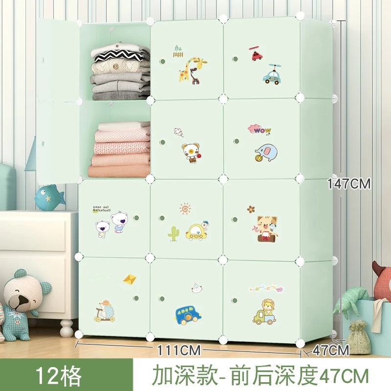 Kids Plastic Closet Storage Clothes Organizer Shelf Modern Minimalist Bedroom Baby Wardrobe Cheap Small Muebles Home Furniture