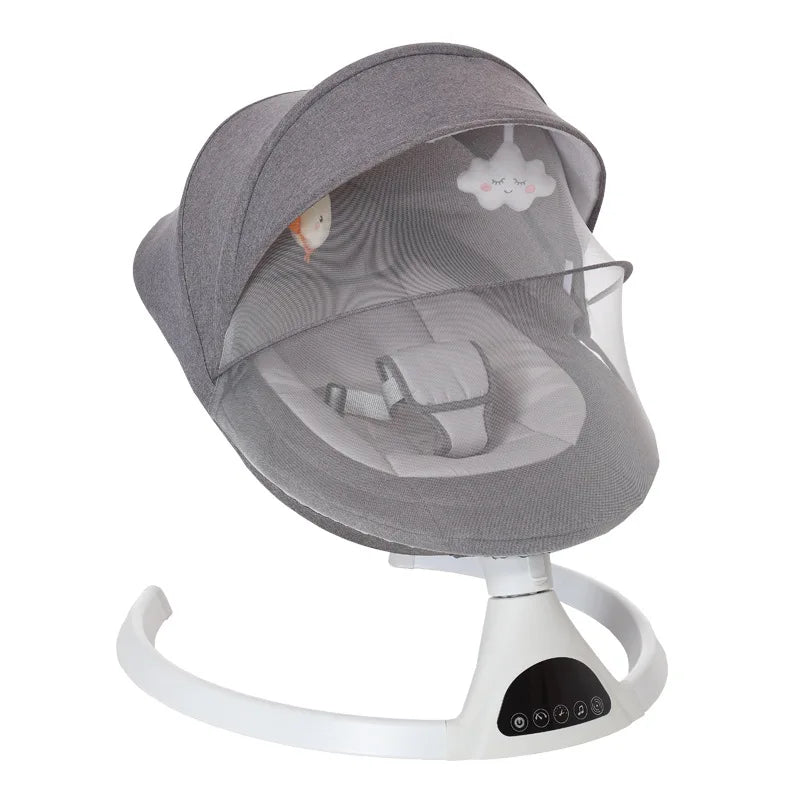 Electric Baby Rocking Chair with Toys & Remote Control Portable Swing Chair for Newborn 0-18 Months Baby Crib with Mosquito Net