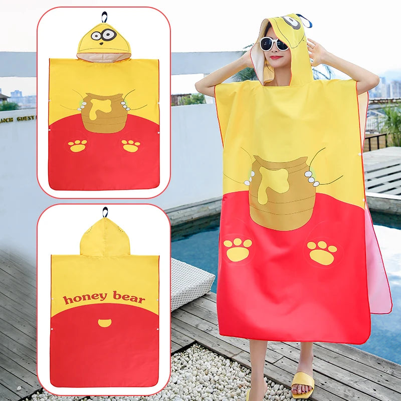 Kids Beach Poncho Towels Quick-Dry Absorbent for Baby Shower, Children's Hooded Bathrobe for Boys Girls Wearable Swim Bath Towel