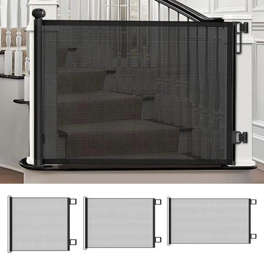 Retractable Baby Gate Punch-free Pets Stair Gate Dog Cat Stair Door Fence Childproof Net No-Drill Mesh  Kids Safety doorway