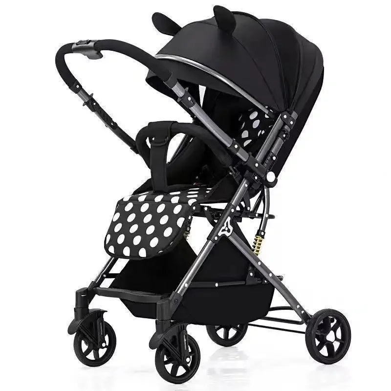 Ultra-light Four-wheel Baby Stroller Can Sit or Lie Down High-view Simple Baby Stroller Two-way Foldable Children's Stroller