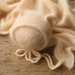 Fluffy Mink Thread Newborn Knit Hat with Ears Photo Prop