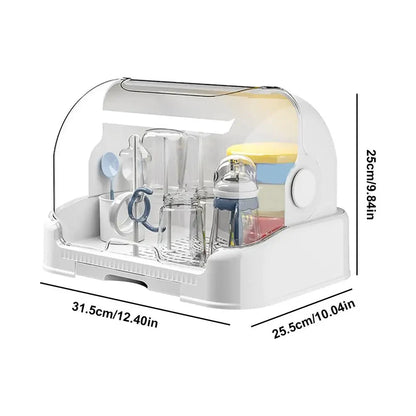 Portable Baby Bottle Drying Rack & Organizer - Dustproof Storage Container with Removable Drip Tray, Hygienic Feeding Accessorie